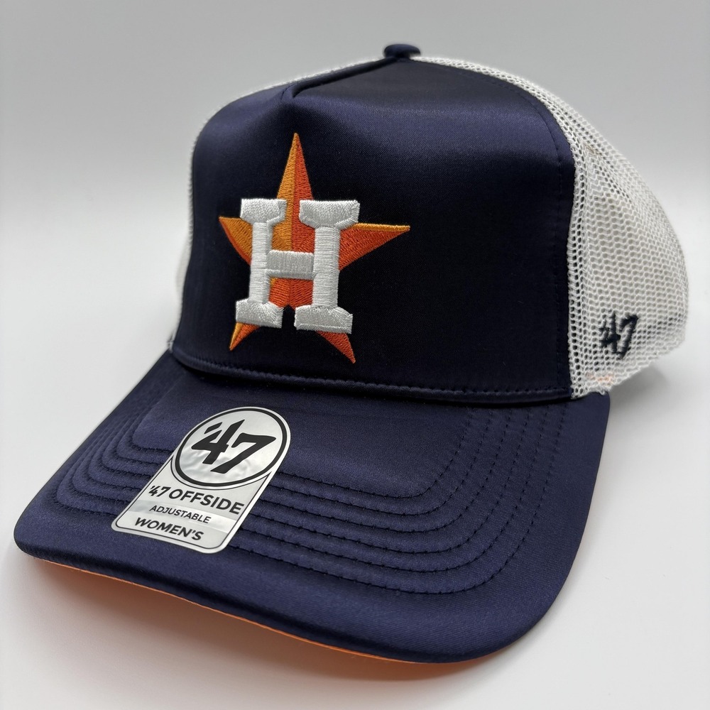 Houston Astros 47 Brand Womens Hat Offiside Satin Trucker Cap Snap Back MLB NEW